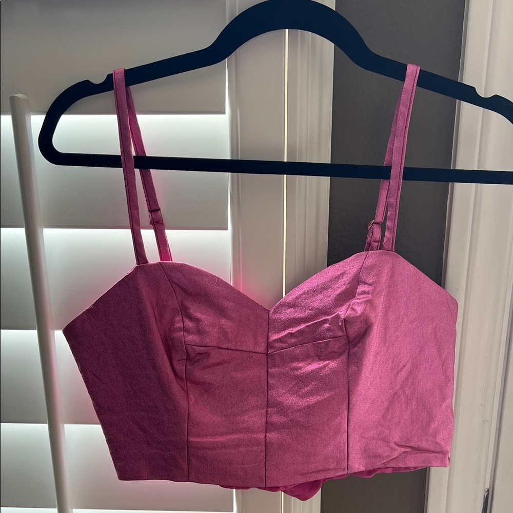 Metallic Pink Women's Crop Top and matching shorts set
